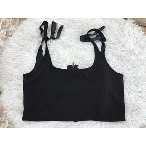 HOT TOPIC BLACK SEXY CORSET CROPPED TOP BUSTIER Mall Goth Quarter Cup X-LG